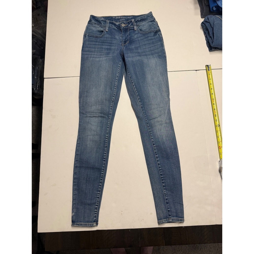 Maurices M Jeans Womens XS Long Mid Rise Skinny Jeans Medium Wash Blue Denim
